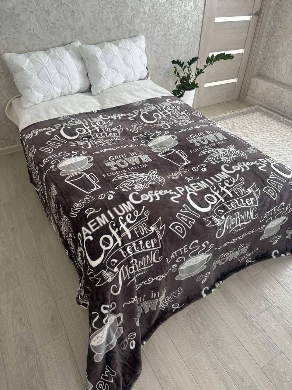 Плед велюровый евро 200x220 см Кофейный (Д-al-dev-005)