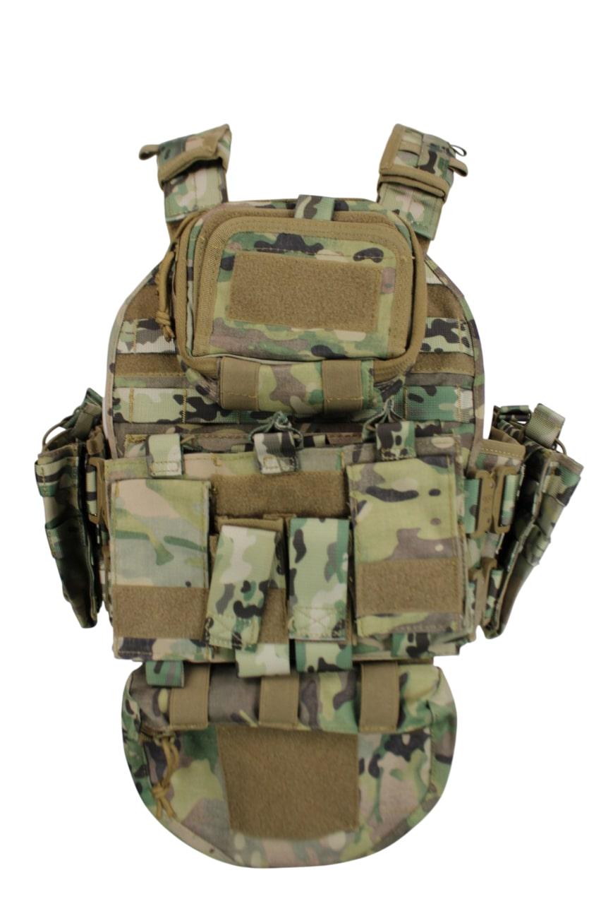 Плитоноска тактическая штурмовая YAKEDA на 9 подсумков с напашником с быстрым сбросом Cordura 1000D Мультикам (3593046)
