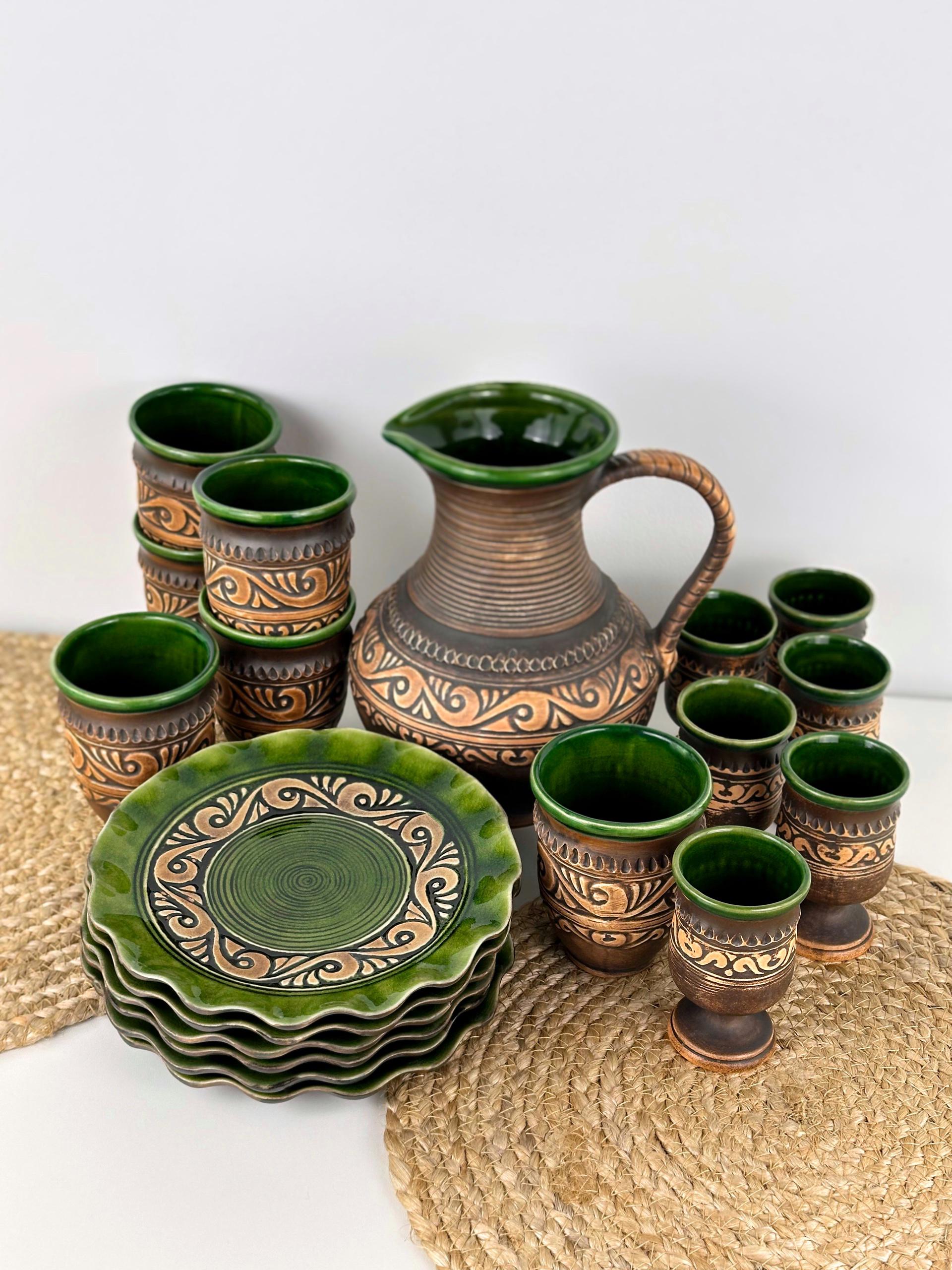 Набор глиняной посуды для сервировки стола на 6 человек Гражда Коричневый (17019-6) - фото 8 Набор глиняной посуды для сервировки стола на 6 человек Гражда Коричневый (17019-6) - фото 8