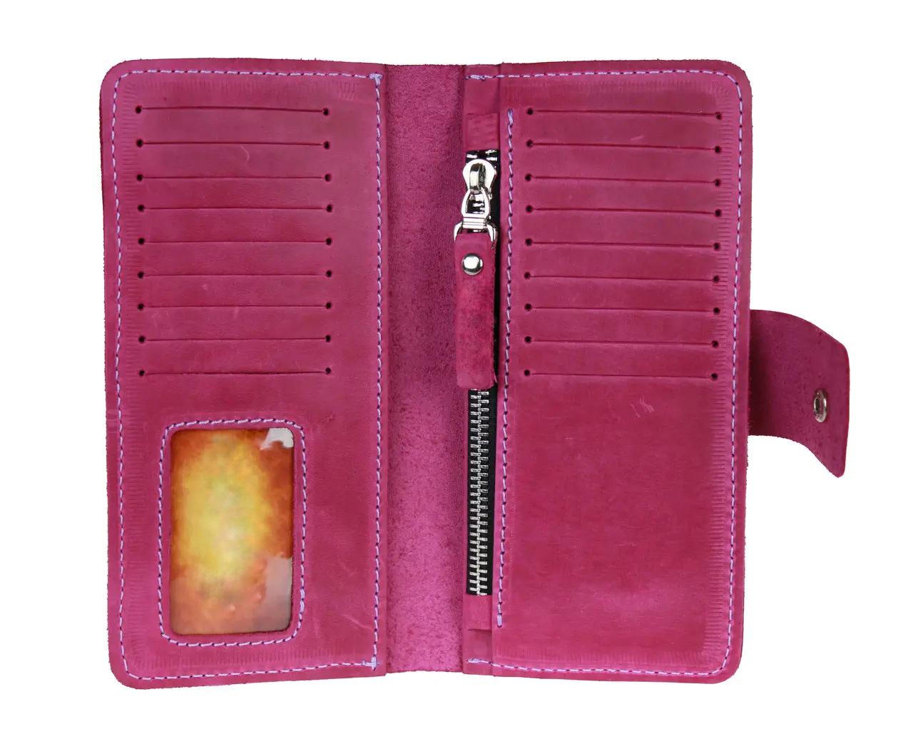 Гаманець FREESKIN шкіряний 19х9,5х1 см Фуксія - фото 3 Гаманець FREESKIN шкіряний 19х9,5х1 см Фуксія - фото 3
