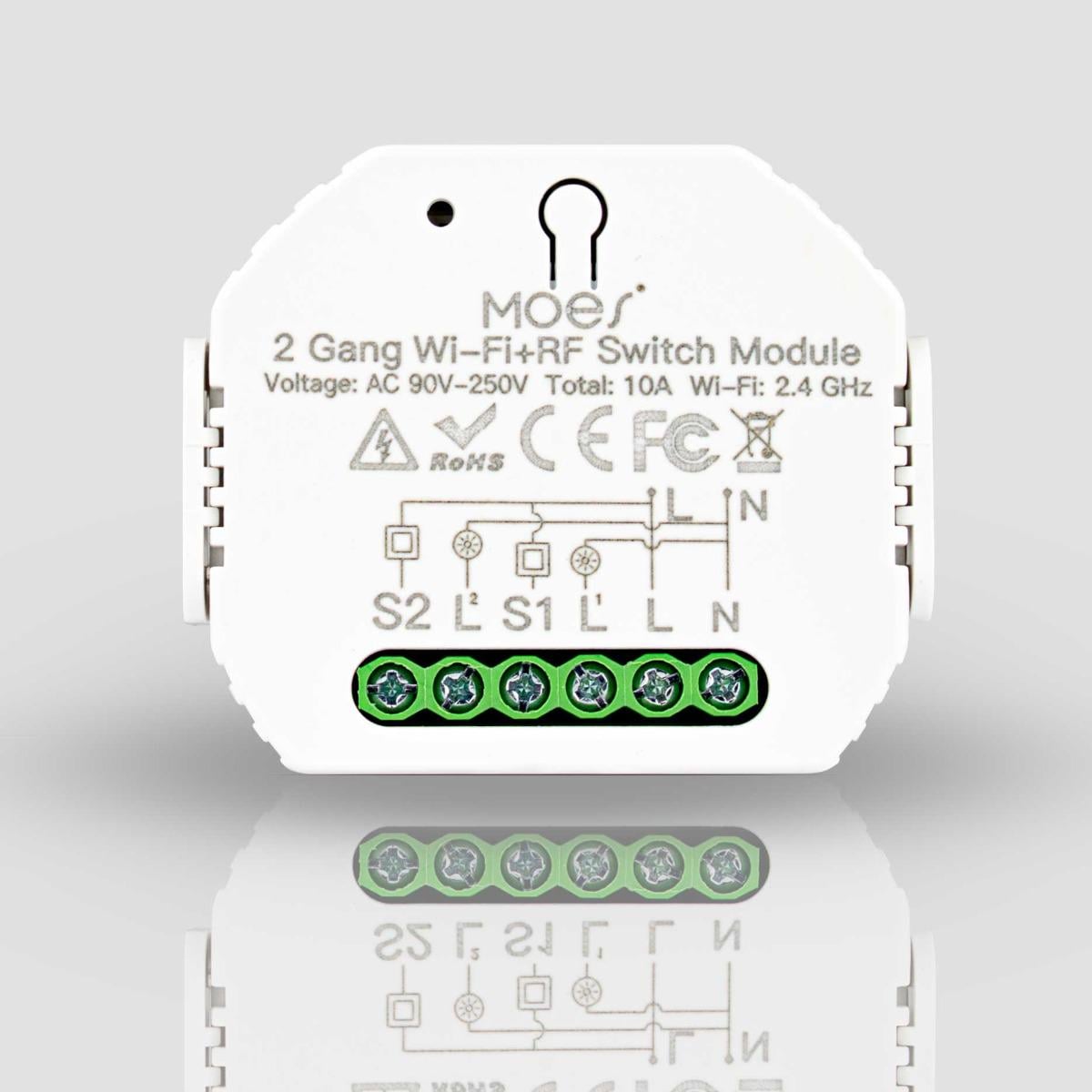 Реле двухканальное Wi-Fi/RF Moes MS-104B (WH00226)