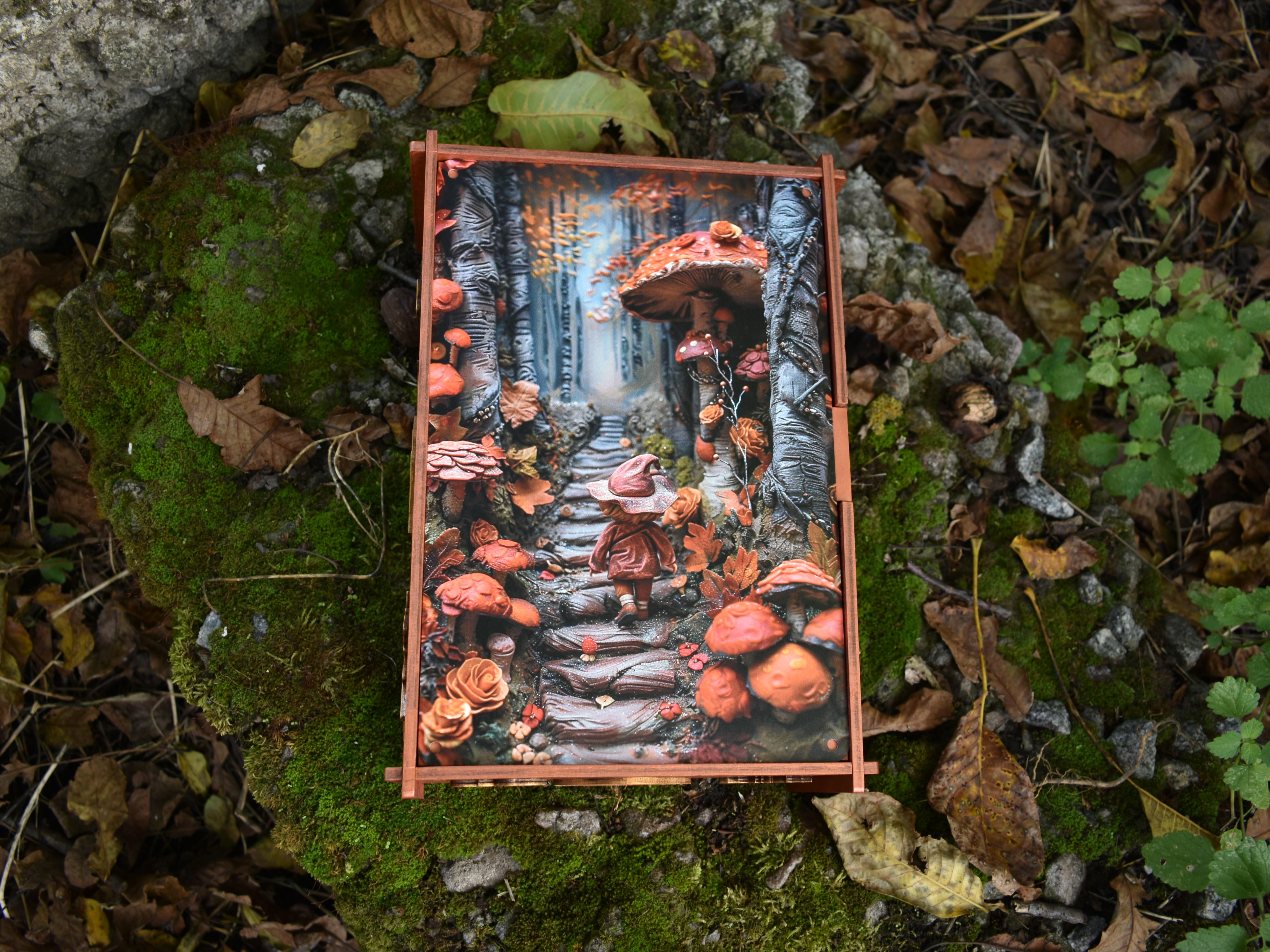 Подарункова коробка Лісовий гном 3D з фанери 20х30х12 см (21683117) - фото 11