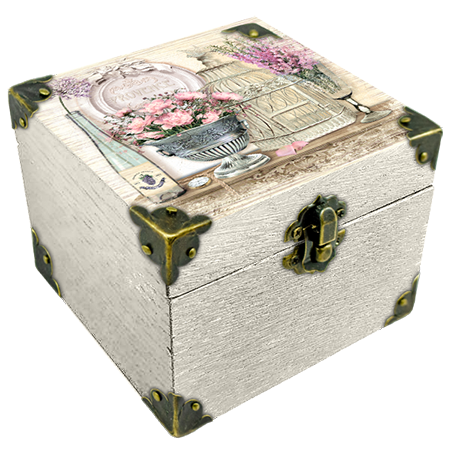 Шкатулка деревянная-эко Прованс Букет дельфиниумов 10х10 см Белый (пршк03бф10х10)