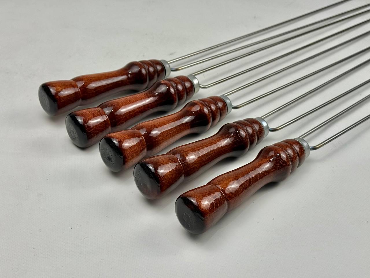 Набор шампуров для овощей из нержавеющей стали с деревянными ручками 5 шт. (21-10-SH-3134) - фото 2 Набор шампуров для овощей из нержавеющей стали с деревянными ручками 5 шт. (21-10-SH-3134) - фото 2