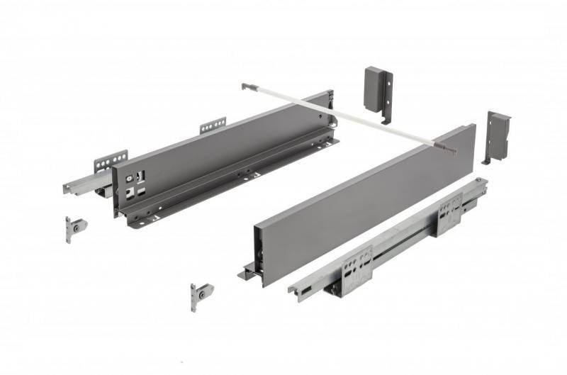 Выдвижная шухляда Axis Pro Push to Open низкий-AL 500 мм H 86 мм Графит (PB-AXISPRO-P2O-KPL500A)