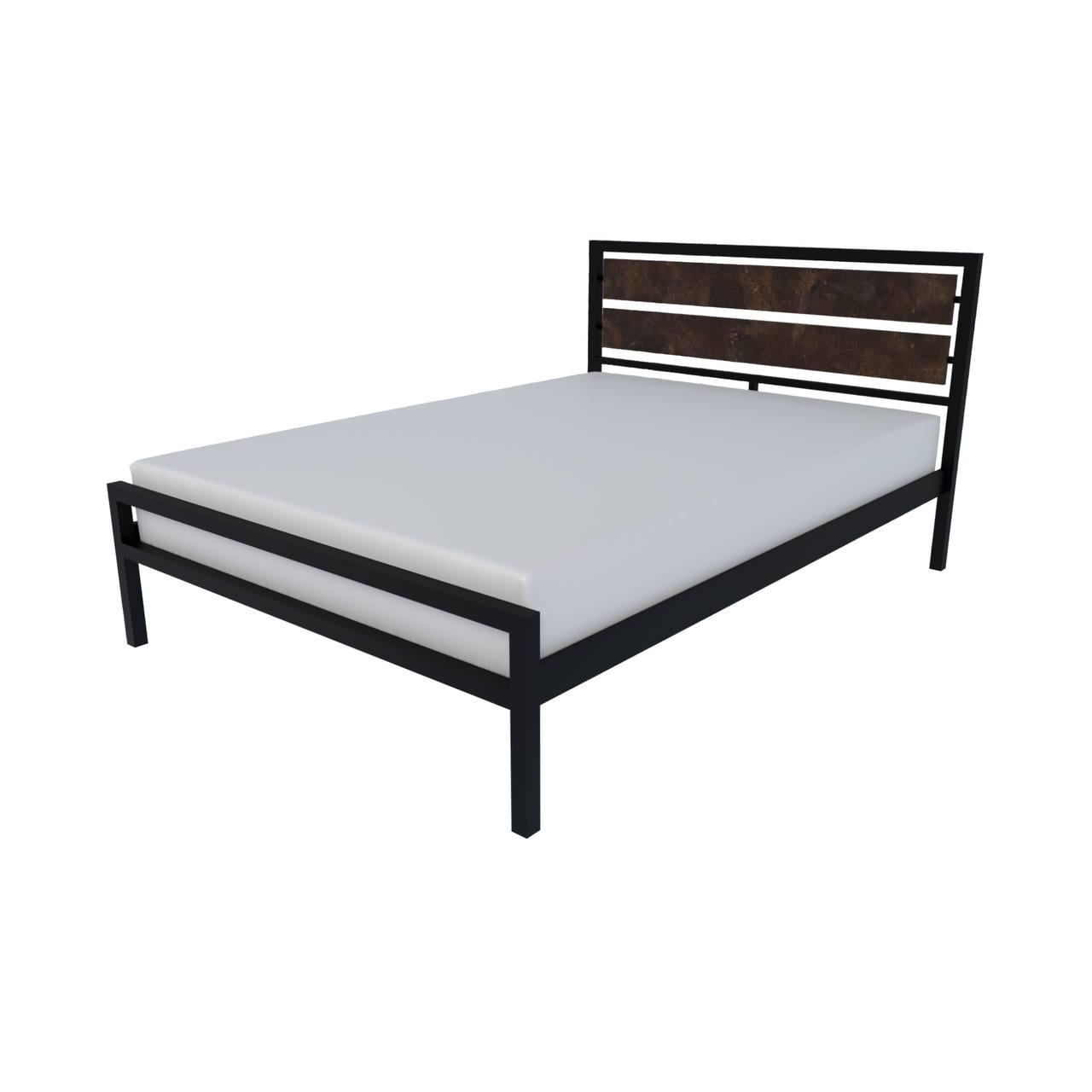 Кровать металлическая в стиле Loft BLOOM ортопедическая двуспальная 140х200 см Оксид/Черный мат (000083209)