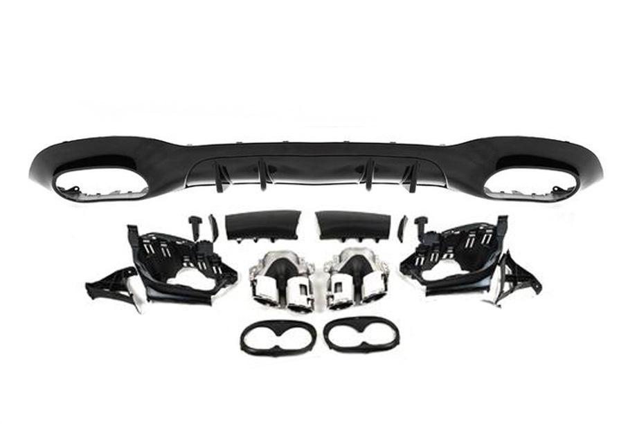 Диффузор задний с насадками дизайн A45 SD Cixtai для Mercedes A-сlass W177 2018-рр. abs-пластик Черный (151237)