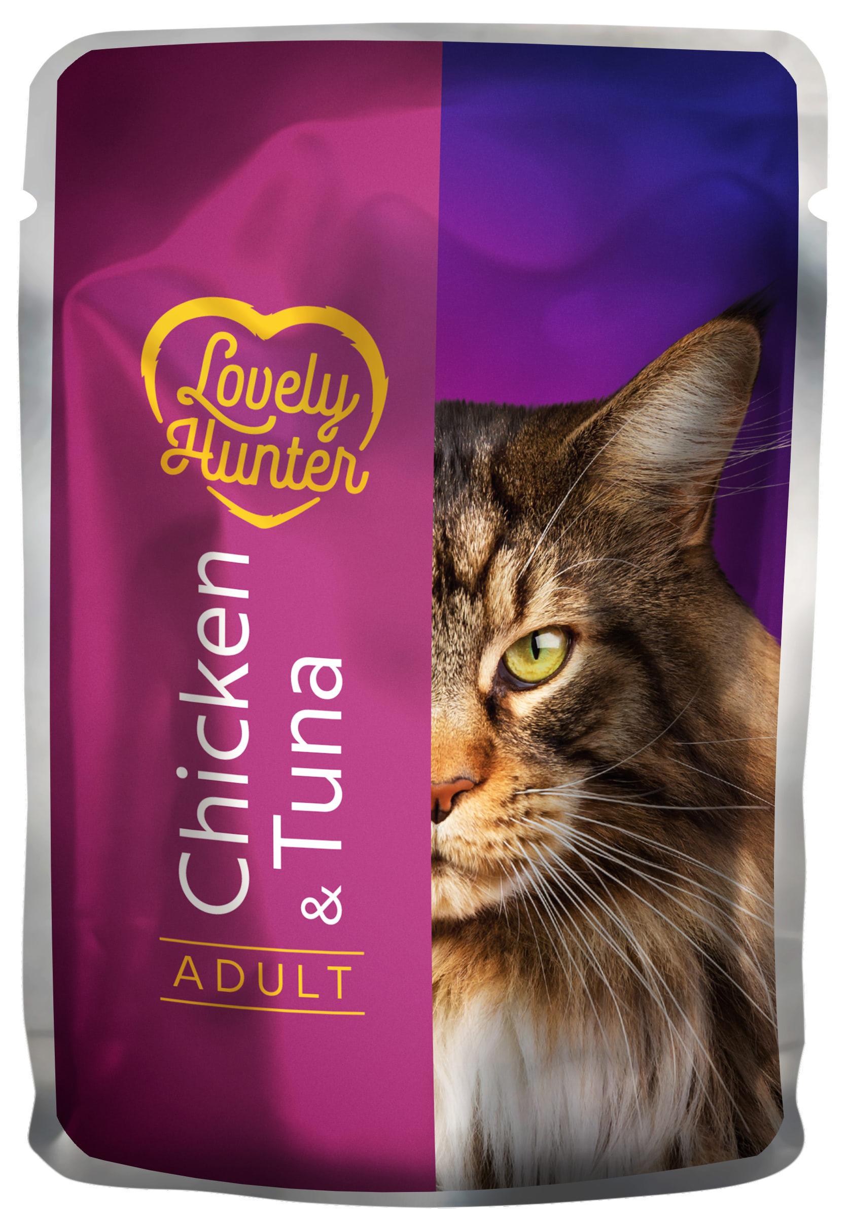 Корм вологий для дорослих кішок з куркою та тунцем Lovely Hunter with Chicken and Tuna 85 г