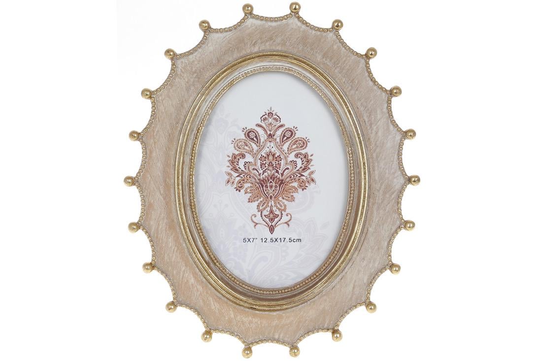 Рамка для фотографий BonaDi овальная 27 см Под натуральное дерево с золотистым (DR015683)