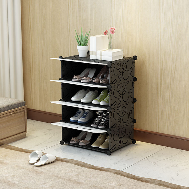 Шкаф органайзер для обуви пластиковый на 4 секции 37х37х73 см White (784780578) - фото 2