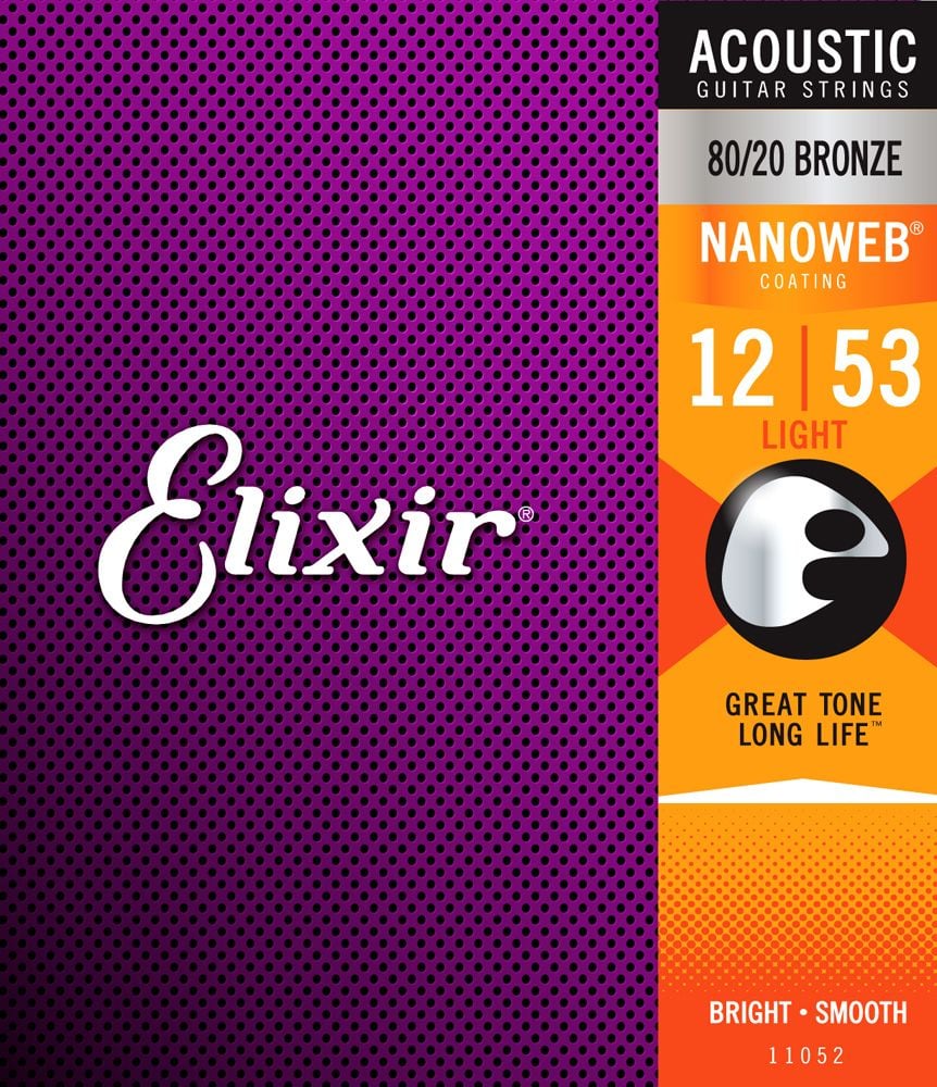 Струни Elixir 11052 Nanoweb 80/20 Bronze 12-53 Light (614)