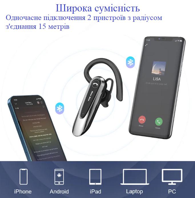 Гарнітура бездротова Bee LC-B45 Bluetooth з чохолом чорний (10113125) - фото 5