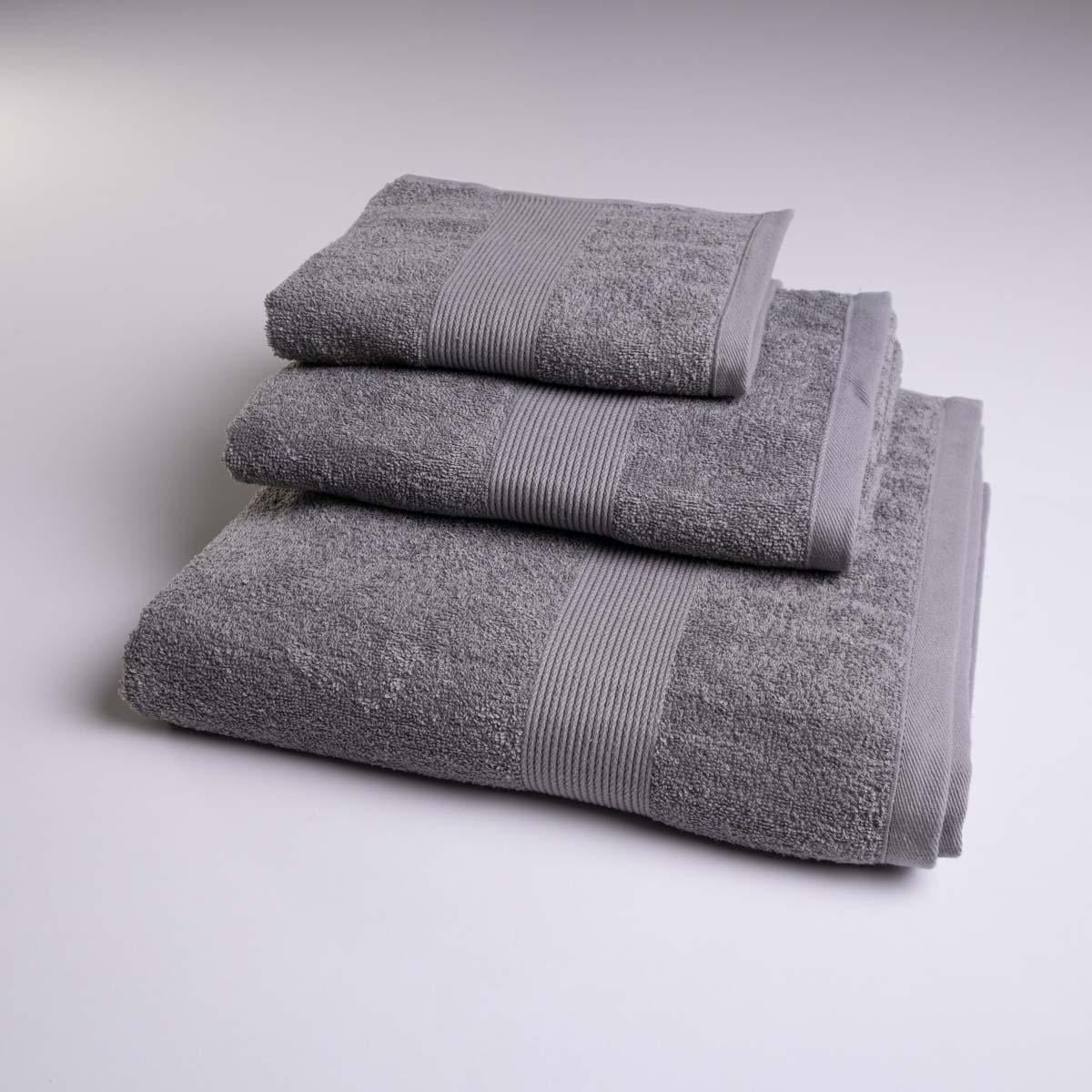 Набор махровых полотенец c бордюром GM Textile 40х70/50х90/70х140 см 400 г/м2 3 шт. Серый (rm400b-k3-grey)
