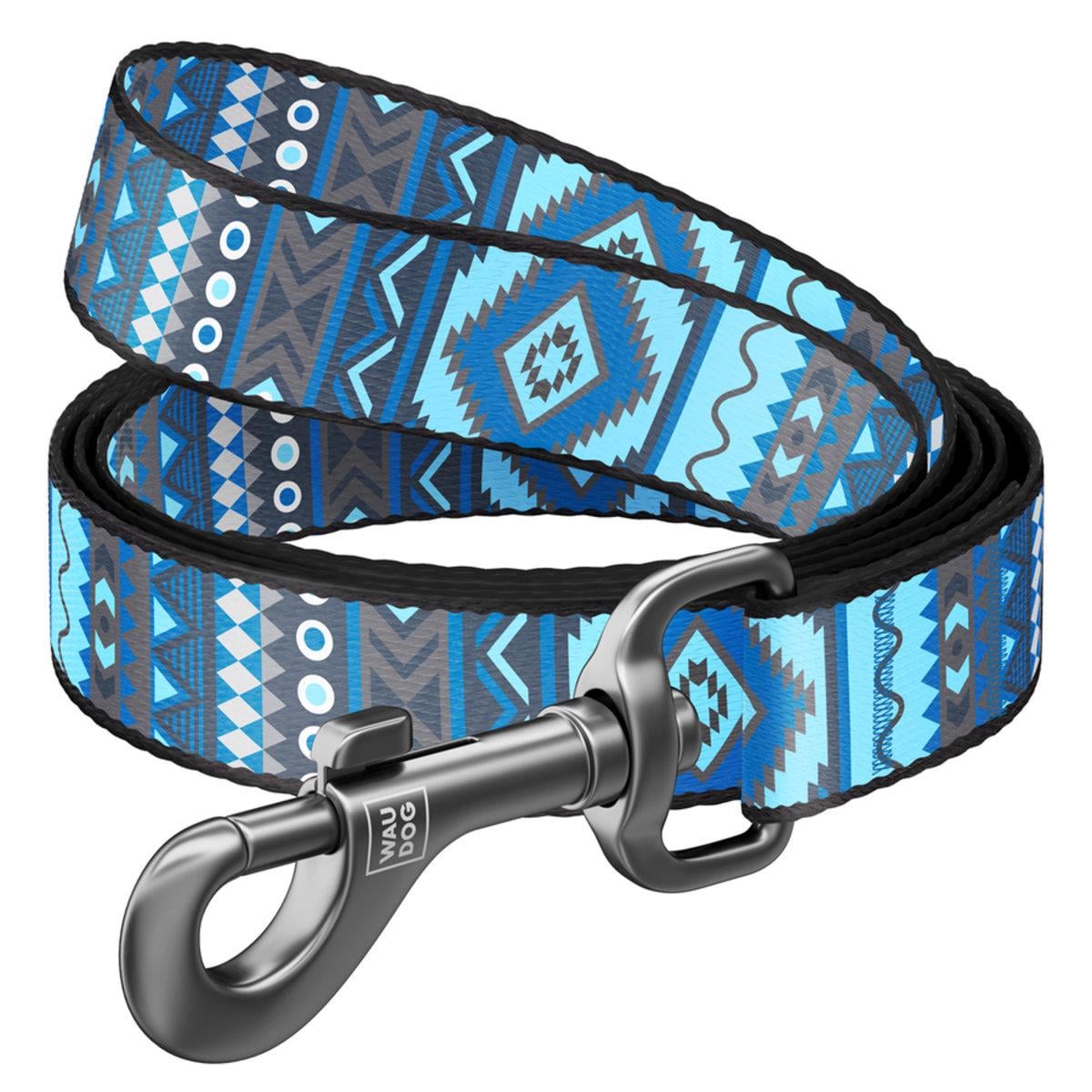 Поводок для собак Waudog Nylon Этно 25 мм х 122 см Синий (4601 Col)