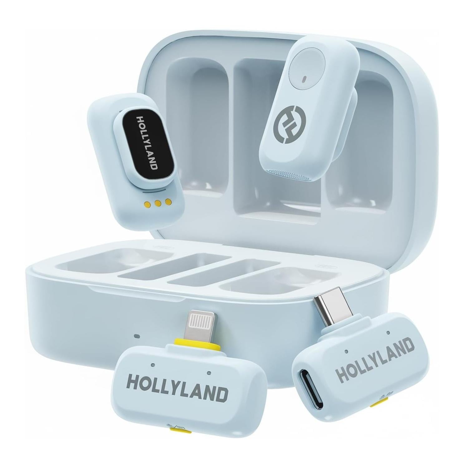 Мікрофон петличний Hollyland Lark A1 Combo синій Lightning + Type-C для iPhone/Android із зарядним кейсом бездротовий 2 шт. (52021)