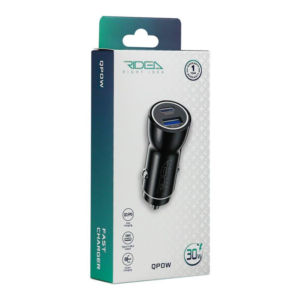 Зарядний пристрій автомобільний Ridea RCC-30110 QPow 1USB/1USB-C PD/QC 30W (28089359) - фото 2 Зарядний пристрій автомобільний Ridea RCC-30110 QPow 1USB/1USB-C PD/QC 30W (28089359) - фото 2