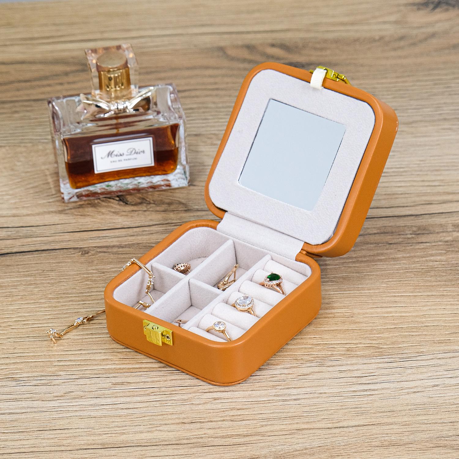 Шкатулка для украшений Гранд Презент с зеркалом 10х10х5 см Коричневый (JZ-004-2)