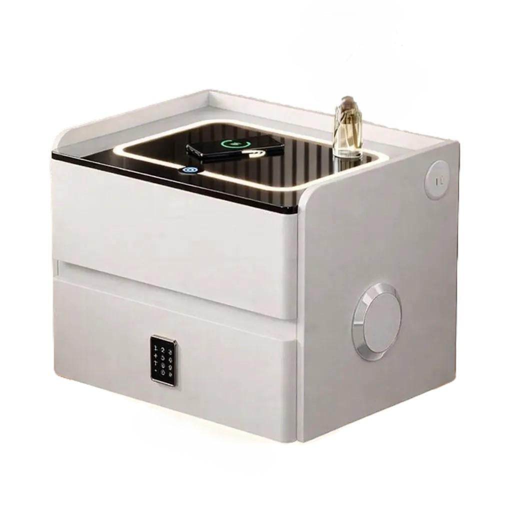 Тумба смарт YJXF01 из экокожи с LED-подсветкой/USB/датчик движения/ беспроводная зарядка/Bluetooth-аудио 50х40х47 см Белый (33083371)