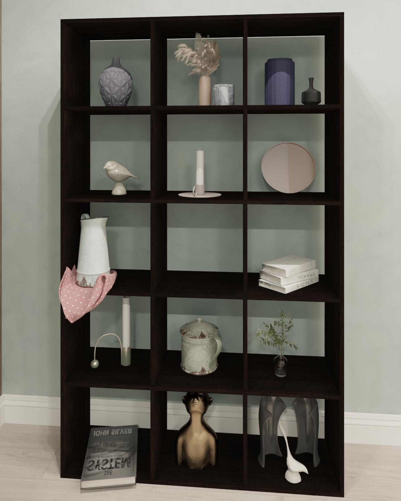 Стелаж для книг та декору на 15 комірок L-0115 1072х290х1776 мм Венге Магія - фото 1