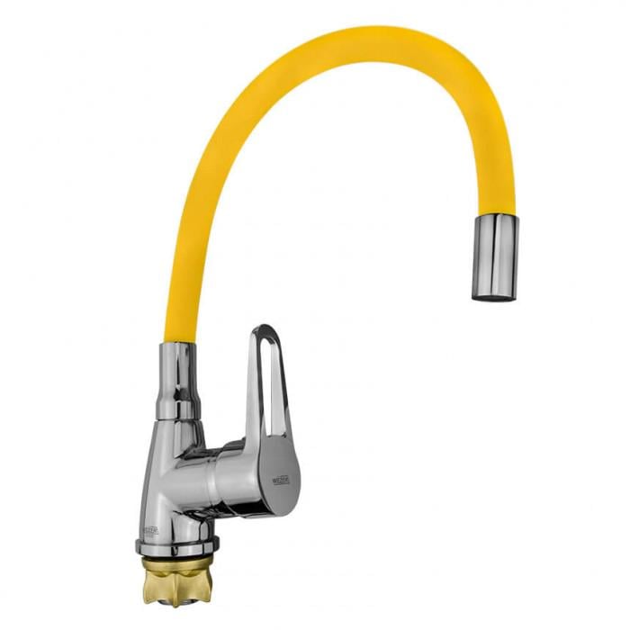 Смеситель для кухни Wezer SOP4-R045 YELLOW 1036600 с гибким изливом Желтый (102671)