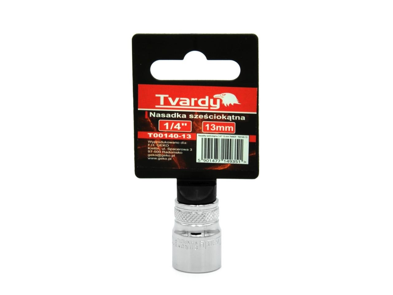 Головка Tvardy хром-ванадієва Cr-V 1/4" 6-гранна 13 мм (T00140-13) - фото 1 Головка Tvardy хром-ванадієва Cr-V 1/4" 6-гранна 13 мм (T00140-13) - фото 1