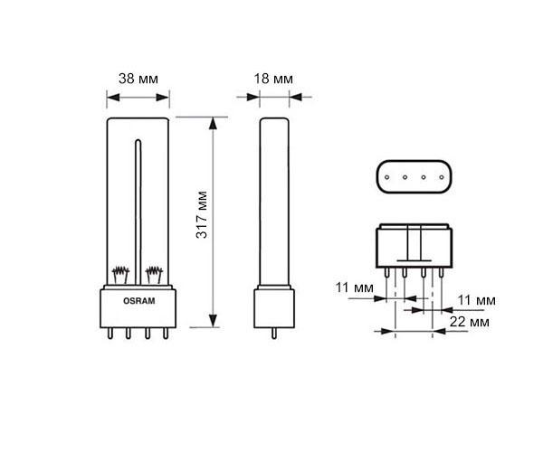 Лампа бактерицидная Osram HNS L 24 W 2G11 - фото 3