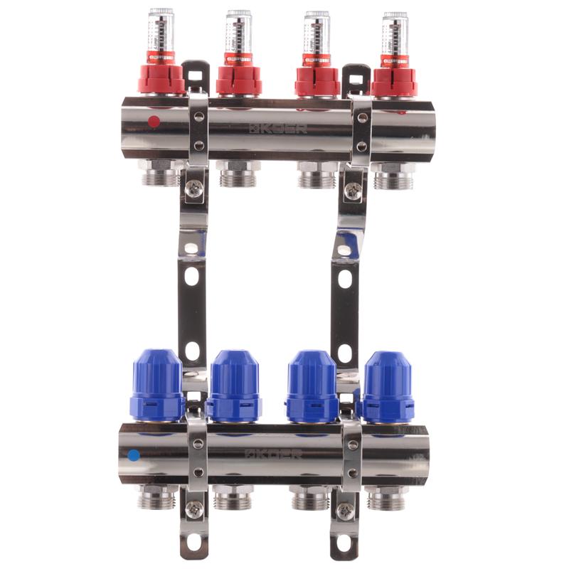 Коллектор для теплого пола KOER KR2641 4 контура с расходомерами 1"/3/4" (81586)