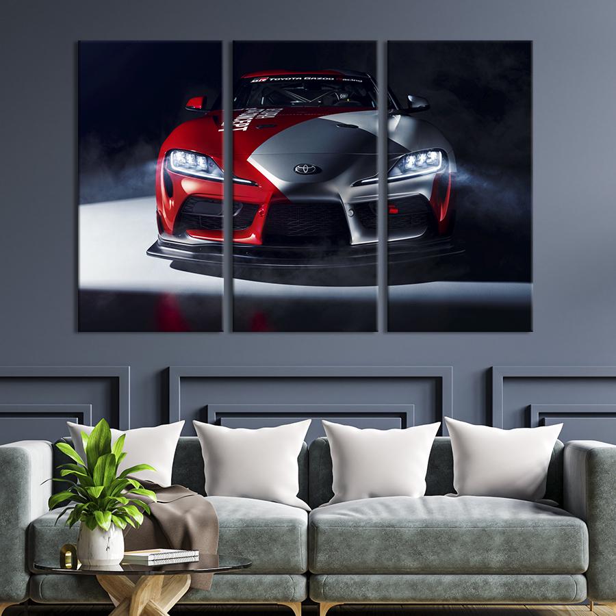 Картина на холсте триптих Гоночный автомобильToyota Supra 78x48 см (1405-31)