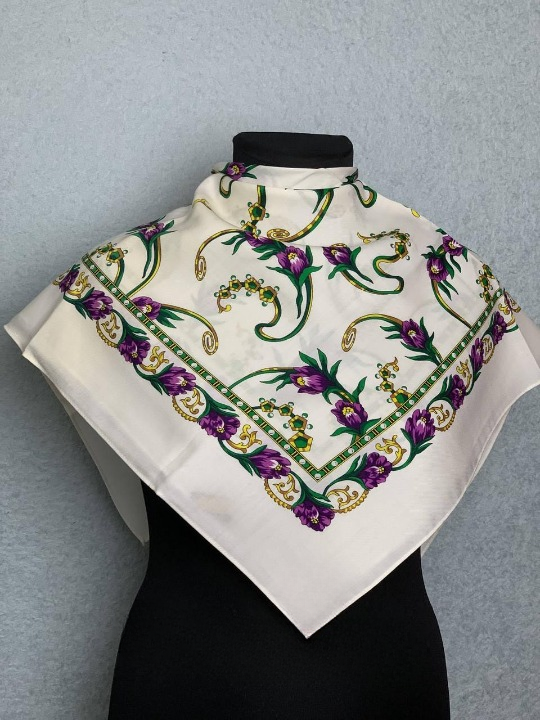 Платок шерстяной Подснежники Белый (29439599)