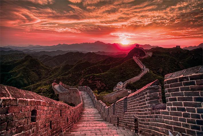 Постер плакат Великая Китайская Стена Закат/The Great Wall Of China Sunset 61x91,5 см - фото 1