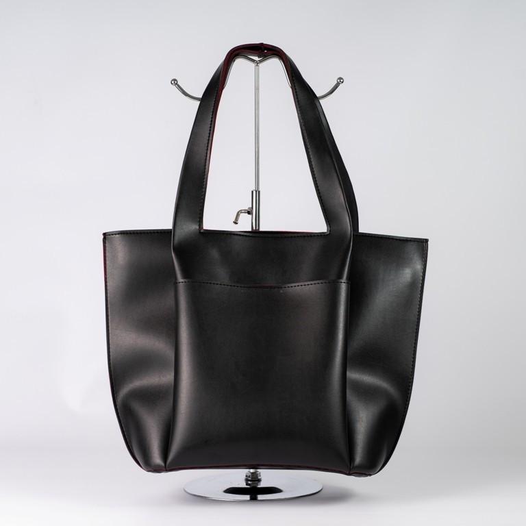 Сумка женская XENIA № 46-21 тоут из глаткой экокожи Черный-красный - фото 1