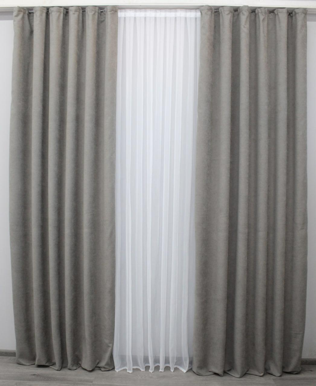 Комплект штор SPARTA микровелюр 1,5х2,7 м 2 шт. Серый - фото 4 Комплект штор SPARTA микровелюр 1,5х2,7 м 2 шт. Серый - фото 4