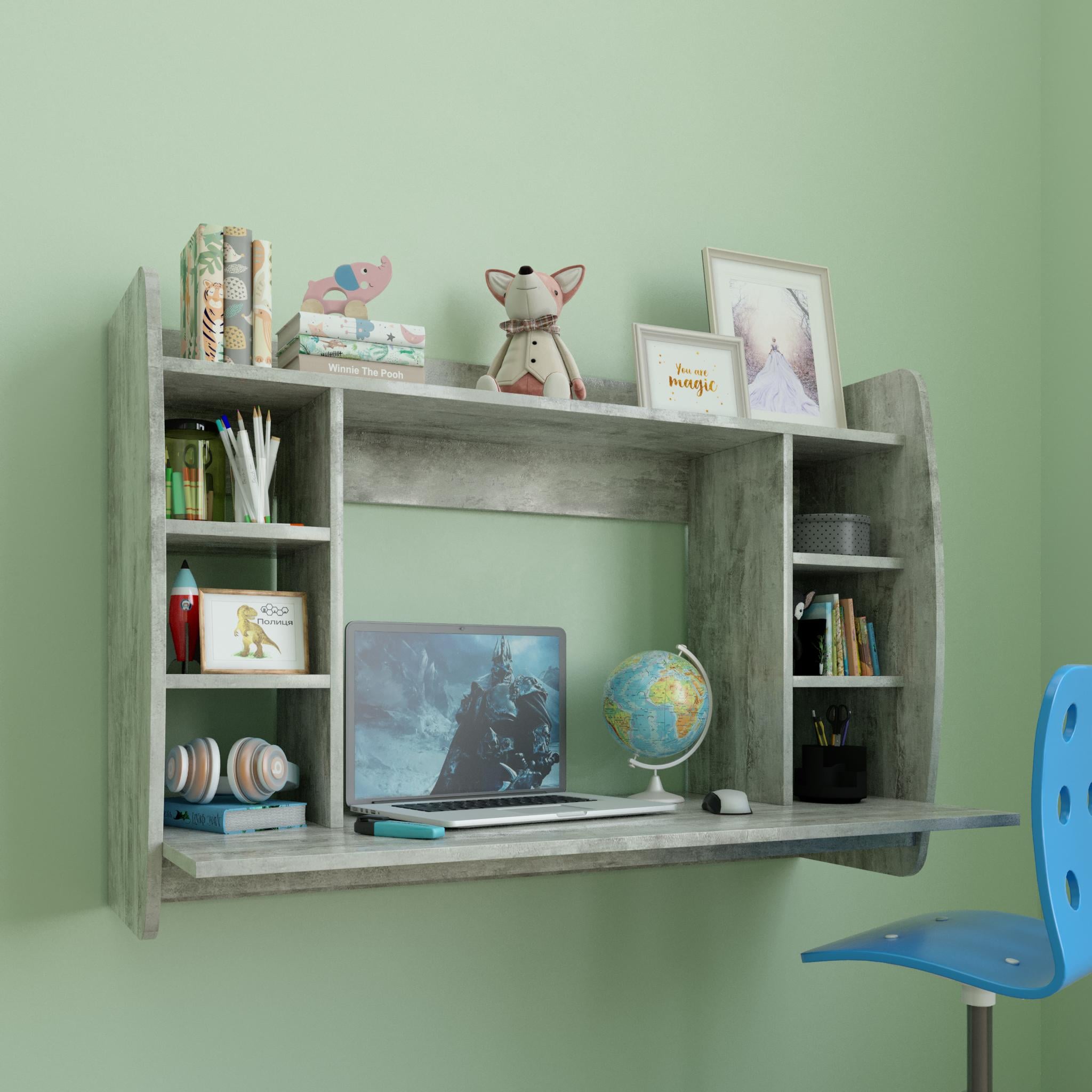 Компьютерный стол настенный навесной  110х49х75 см Бетон (A-43)