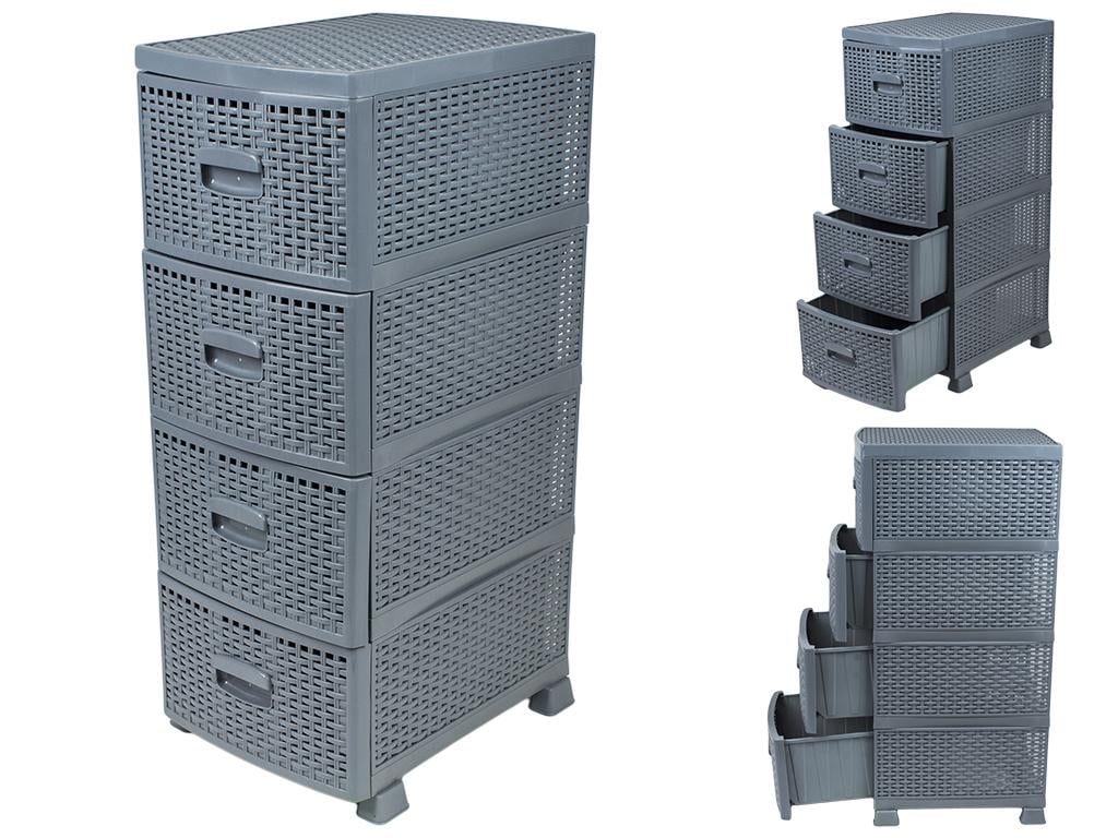 Комод Rotange 4-ярусний 47х36х91 см Сірий (MCS-BK073-4)