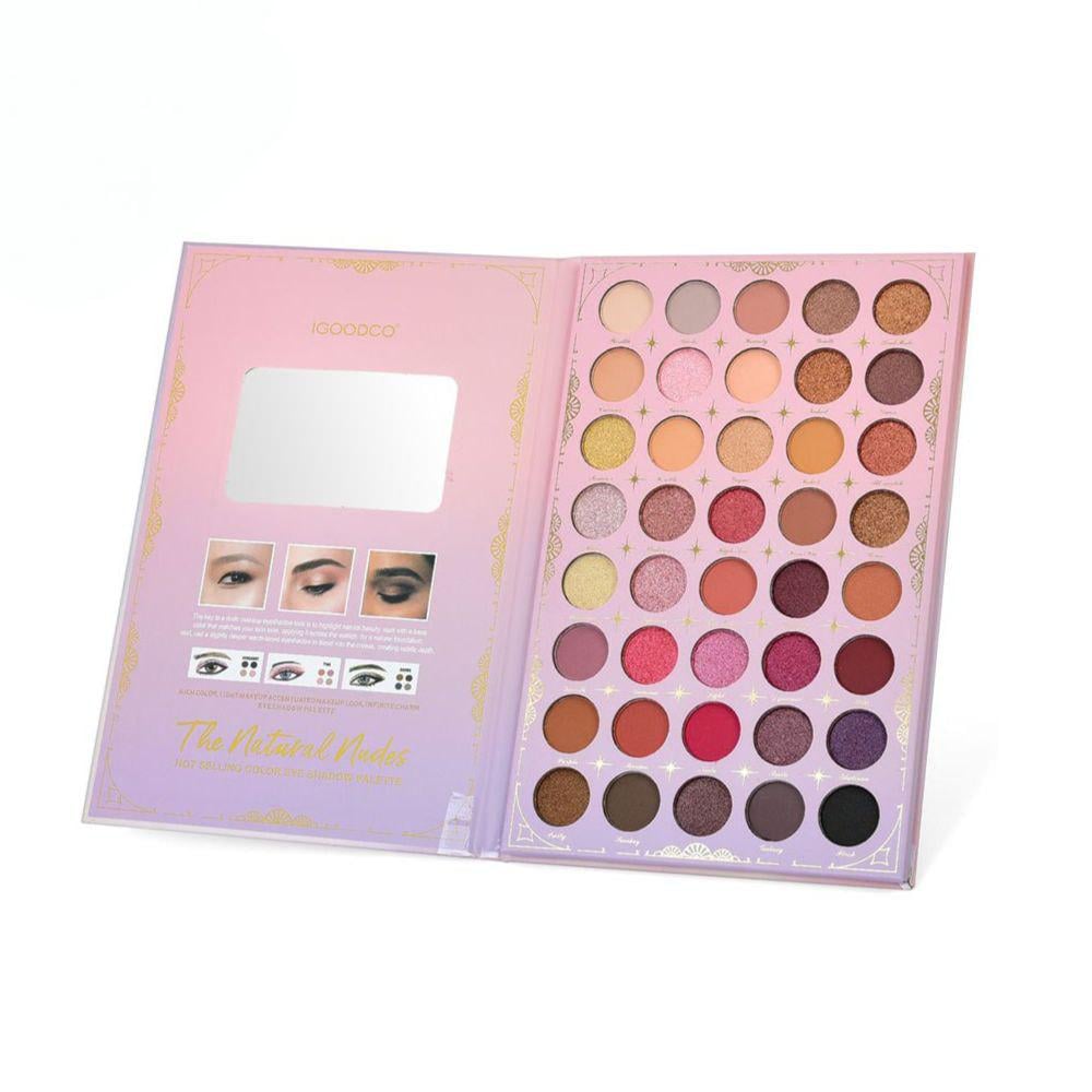 Тени для век IG3077 40 цветов матовые/сатиновые с шиммером и зеркалом