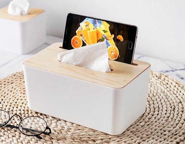 Салфетница кухонная пластиковая с деревянной крышкой Белый (ОДКХ-920) - фото 4 Салфетница кухонная пластиковая с деревянной крышкой Белый (ОДКХ-920) - фото 4