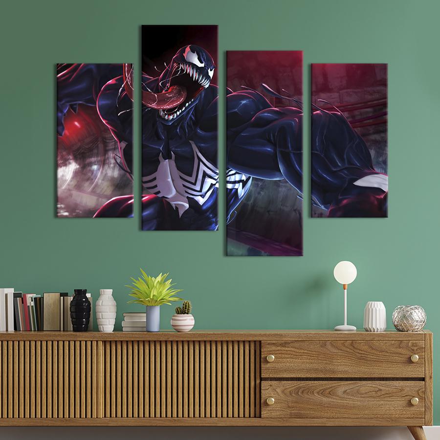 Картина модульная из 4 частей Venom - персонажні комікси Marvel L 129x90 см (760-42)