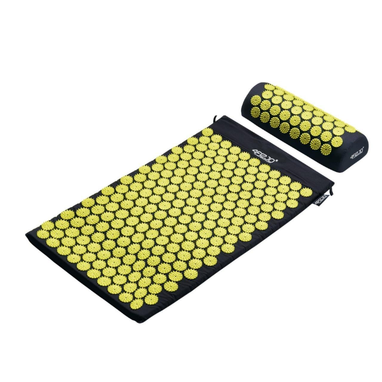 Килимок акупунктурний 4FIZJO 4FJ0086 Аплікатор Кузнєцова з валиком 72x42 см Black/Yellow