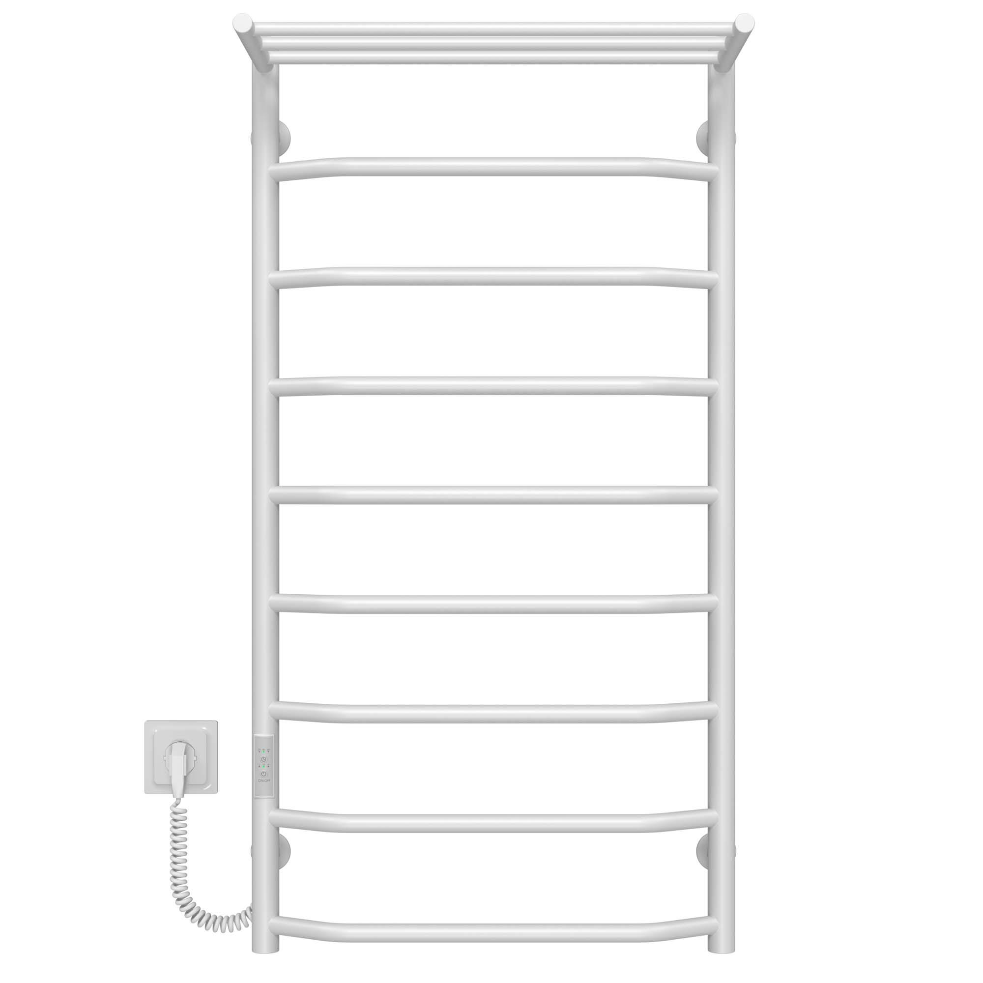 Полотенцесушитель электрический с полкой Deffi Трапеция П9 WD03 левое подключение нержавеющая сталь 500х1000 мм Белый (C.TP.100.50.9.EWL3)