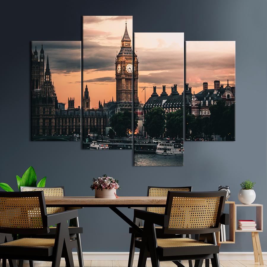Картина город Биг-Бен в вечернем Лондоне 89x56 см (A743-4)