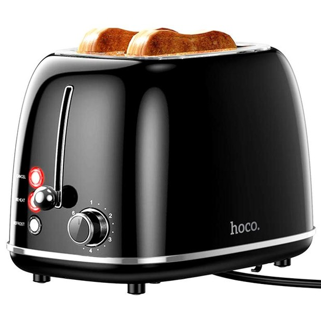 Тостер Hoco HJD11A з терморегулятором корпус з металу та пластику Чорний (631884) Тостер Hoco HJD11A з терморегулятором корпус з металу та пластику Чорний (631884)
