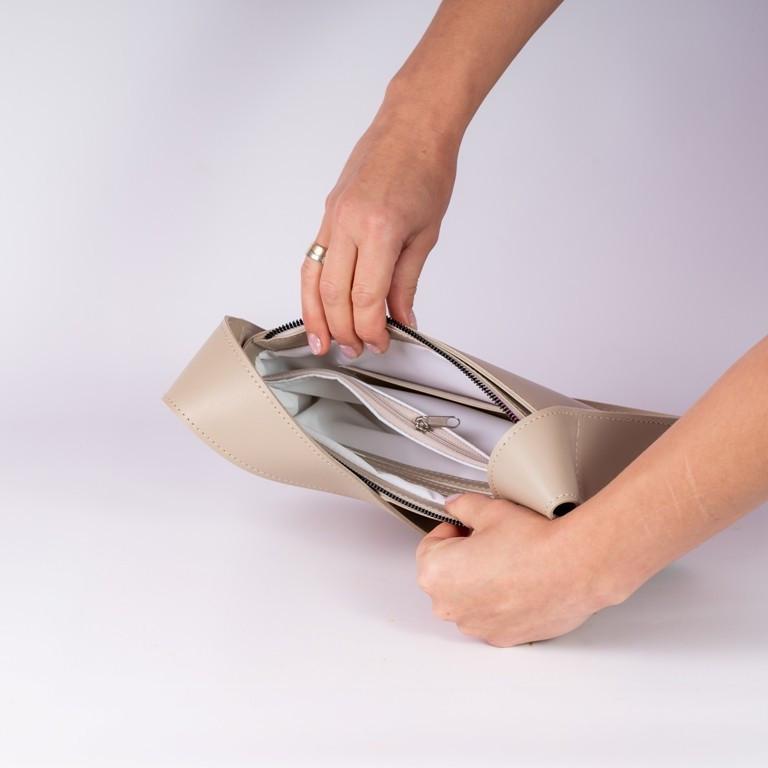 Сумка женская багет из глаткой экокожи XENIA № 24-22 Бежевый - фото 2