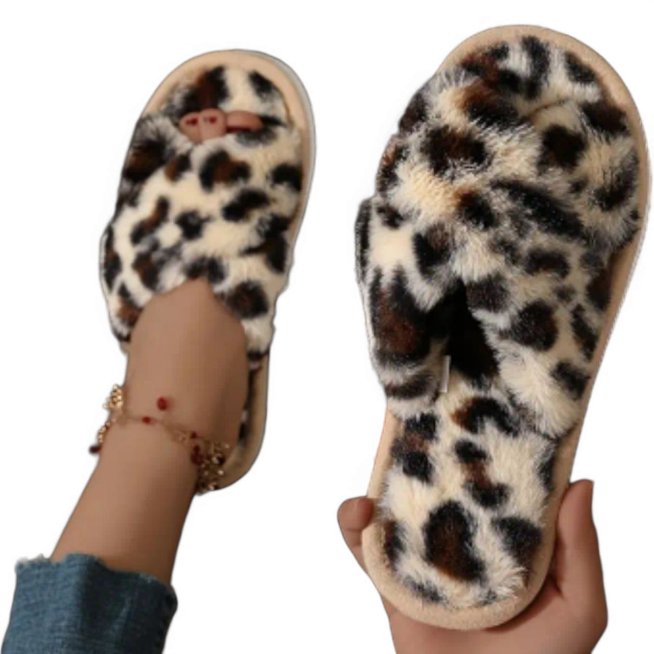 Тапки женские меховые с пушком р. 37 24 см Леопардовый (2530994711) - фото 6 Тапки женские меховые с пушком р. 37 24 см Леопардовый (2530994711) - фото 6