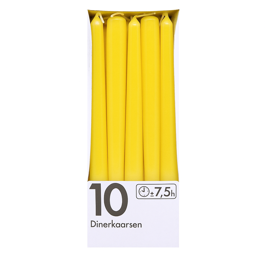 Свеча конусная столовая Bolsius 245/24 10 шт. Yellow - фото 1 Свеча конусная столовая Bolsius 245/24 10 шт. Yellow - фото 1