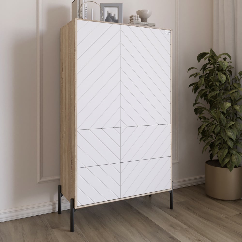 Комод-пенал Lion Амарант 84x40x150 см Дуб Сонома/Белый (LION-042144) Комод-пенал Lion Амарант 84x40x150 см Дуб Сонома/Белый (LION-042144)