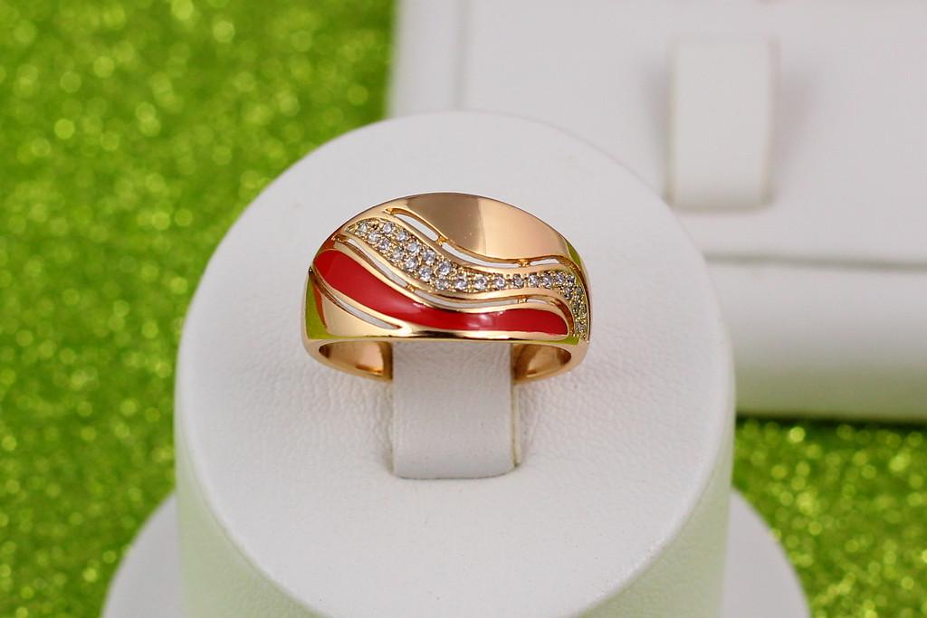 Кольцо Xuping Jewelry с красной полосой р. 16 Золотистый