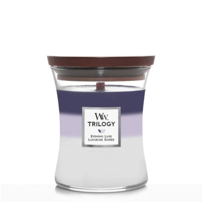 Свеча ароматическая Woodwick Medium Trilogy Evening Luxe свеча с трехслойным ароматом 275 г (5038581155814)