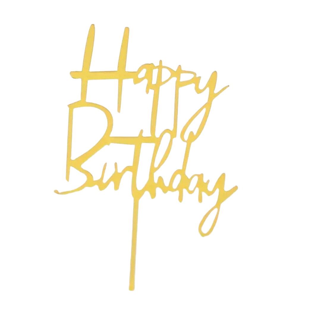 Топер на торт Happy Birthday 10 см Золотий (2376318457)