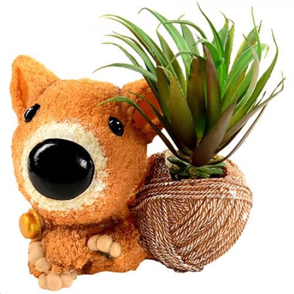 Статуэтка керамическая Stenson Собака с цветами 16x10x15 см (R22307)