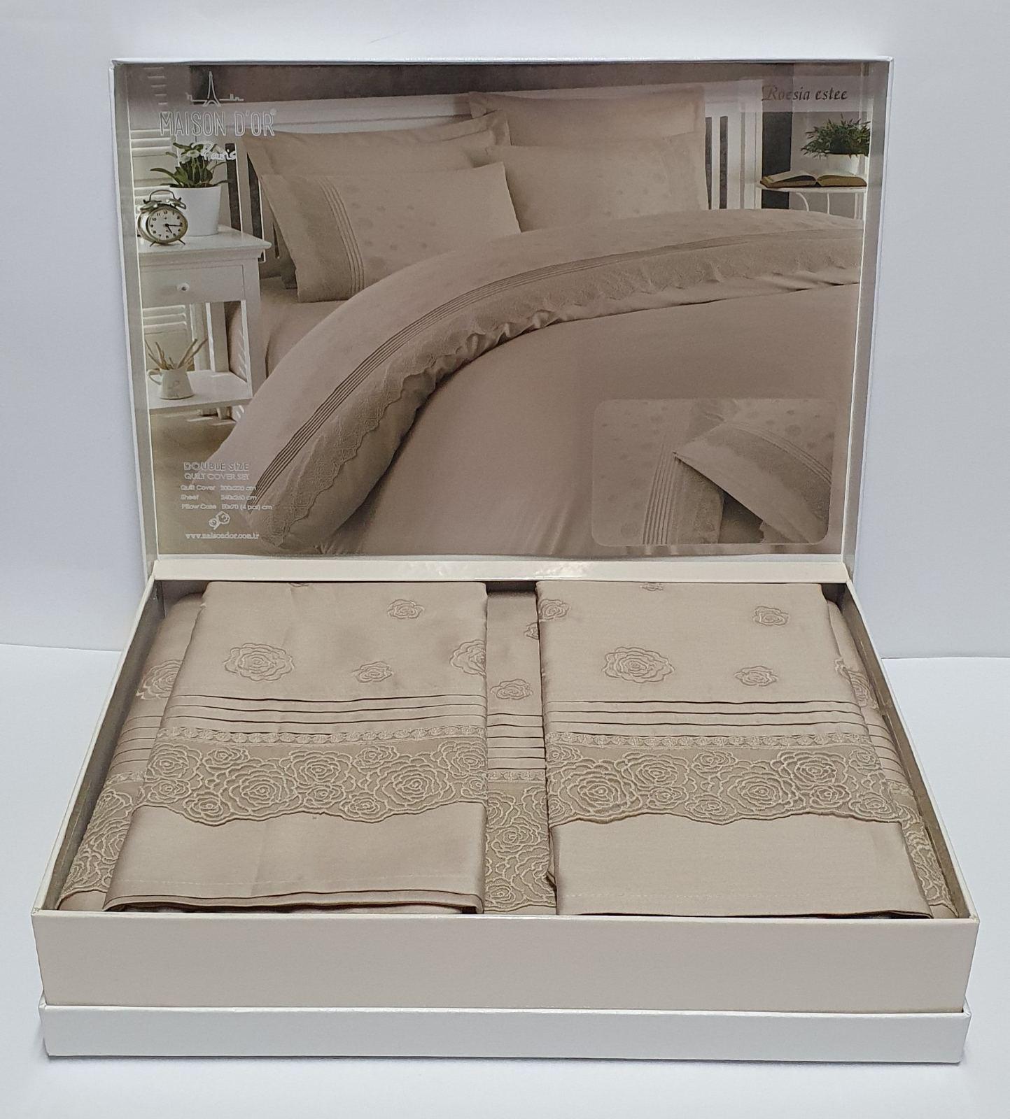Комплект постільної білизни Maison D'or Roesia Estee з мереживом 200х220 Beige (CN6142)